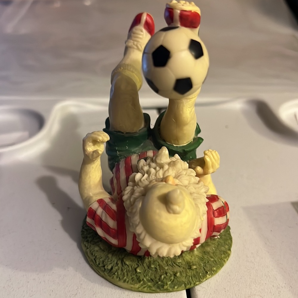 Santa Clause Christmas Holiday Soccer Ball Vintage Figurine Resin Decor House - Picture 3 of 6